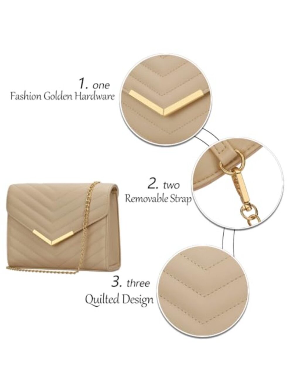 Women Formal Vegan Leather Evening Envelope Clutch with Chain Strap - Picture 2 of 6
